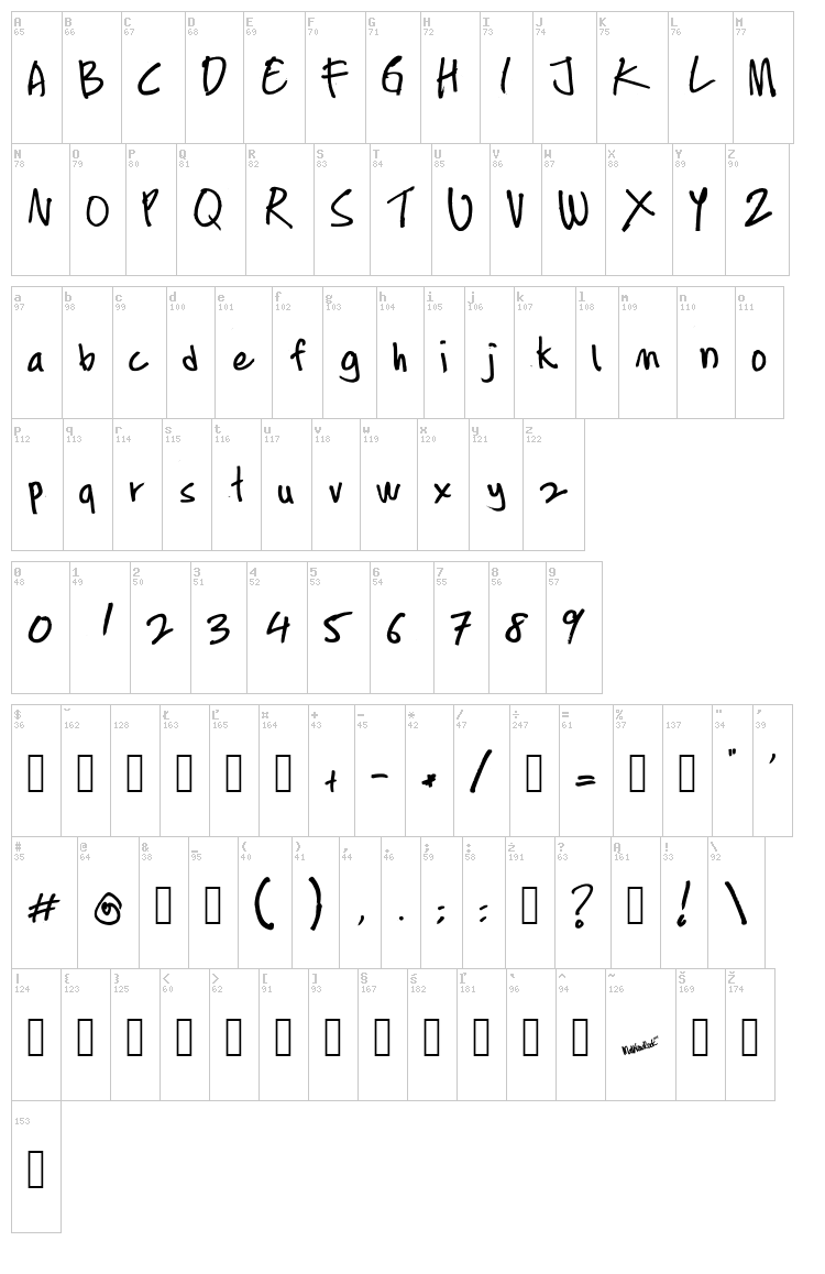Conteng Marker font map